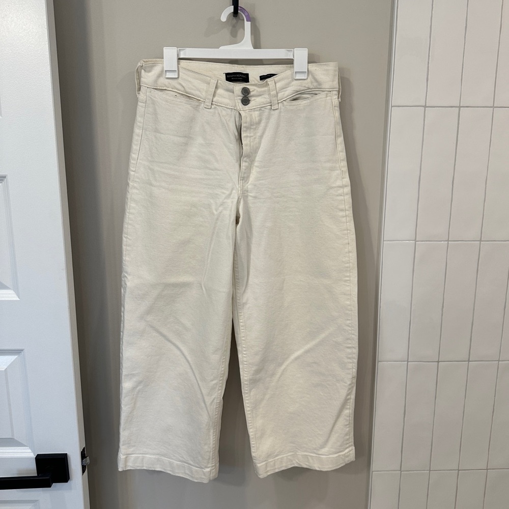 Banana Republic Premium Denim High Rise Wide Leg Crop